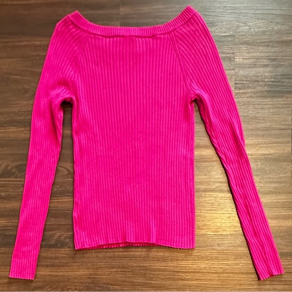 Express Fuchsia Ribbed Sweater - Picture 2 of 4